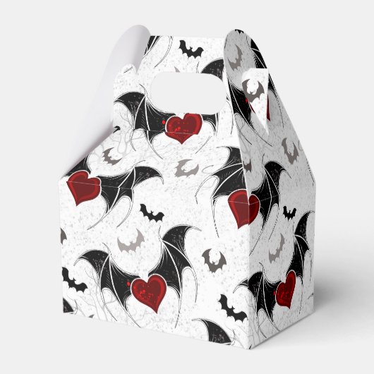 Halloween-Herz mit schwarzen Fledermausflügeln Geschenkschachtel (Rückseite)