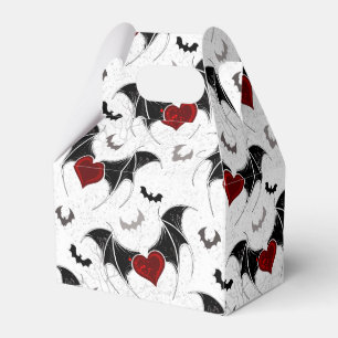 Halloween-Herz mit schwarzen Fledermausflügeln Geschenkschachtel