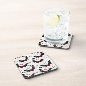 Halloween-Herz mit schwarzen Fledermausflügeln Getränkeuntersetzer (Rechte Seite)