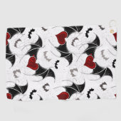 Halloween-Herz mit schwarzen Fledermausflügeln Golfhandtuch (Horizontal)