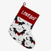 Halloween-Herz mit schwarzen Fledermausflügeln Großer Weihnachtsstrumpf (Vorderansicht (hängend))