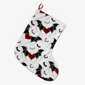 Halloween-Herz mit schwarzen Fledermausflügeln Großer Weihnachtsstrumpf (Vorderansicht (hängend))
