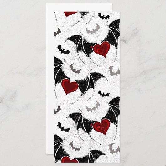 Halloween-Herz mit schwarzen Fledermausflügeln Hinweiskarte (Vorne/Hinten)