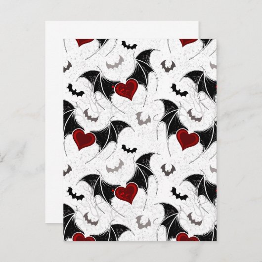 Halloween-Herz mit schwarzen Fledermausflügeln Hinweiskarte (Vorne/Hinten)