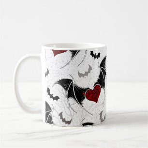 Halloween-Herz mit schwarzen Fledermausflügeln Kaffeetasse