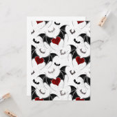 Halloween-Herz mit schwarzen Fledermausflügeln Karte (Vorderseite/Rückseite Beispiel)