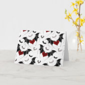 Halloween-Herz mit schwarzen Fledermausflügeln Karte (Gelbe Blume)