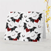 Halloween-Herz mit schwarzen Fledermausflügeln Karte (Gelbe Blume)