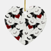 Halloween-Herz mit schwarzen Fledermausflügeln Keramik Ornament (Hinten)
