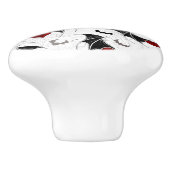 Halloween-Herz mit schwarzen Fledermausflügeln Keramikknauf (Seitenansicht)