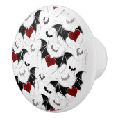 Halloween-Herz mit schwarzen Fledermausflügeln Keramikknauf (Rechts)