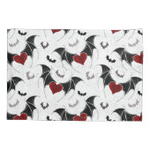 Halloween-Herz mit schwarzen Fledermausflügeln Kissenbezug (Rückseite-Links)