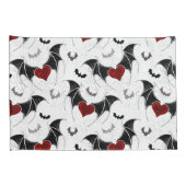 Halloween-Herz mit schwarzen Fledermausflügeln Kissenbezug (Rückseite-Rechts)
