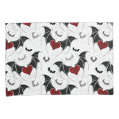 Halloween-Herz mit schwarzen Fledermausflügeln Kissenbezug (Vorderseite-Rechts)