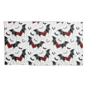 Halloween-Herz mit schwarzen Fledermausflügeln Kissenbezug (Rückseite-Rechts)