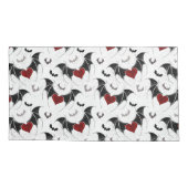 Halloween-Herz mit schwarzen Fledermausflügeln Kissenbezug (Rückseite-Links)