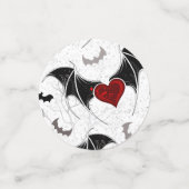 Halloween-Herz mit schwarzen Fledermausflügeln Konfetti (Klein Vorderseite)