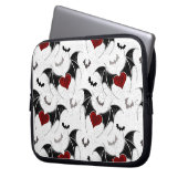 Halloween-Herz mit schwarzen Fledermausflügeln Laptopschutzhülle (Vorderseite Links)