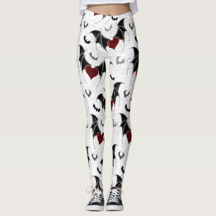 Halloween-Herz mit schwarzen Fledermausflügeln Leggings