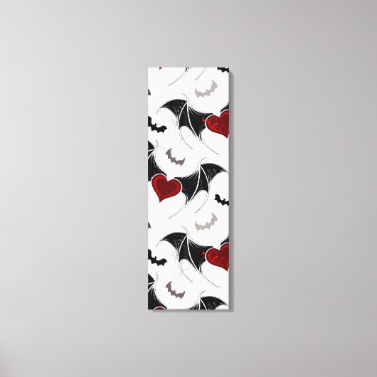 Halloween-Herz mit schwarzen Fledermausflügeln Leinwanddruck (Vorderseite)