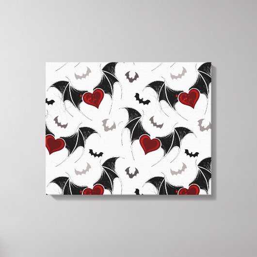 Halloween-Herz mit schwarzen Fledermausflügeln Leinwanddruck (Vorderseite)