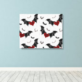 Halloween-Herz mit schwarzen Fledermausflügeln Leinwanddruck (Insitu (Holzboden))