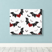 Halloween-Herz mit schwarzen Fledermausflügeln Leinwanddruck (Insitu (Holzboden))