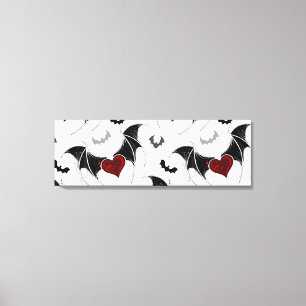 Halloween-Herz mit schwarzen Fledermausflügeln Leinwanddruck