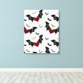 Halloween-Herz mit schwarzen Fledermausflügeln Leinwanddruck (Insitu (Holzboden))
