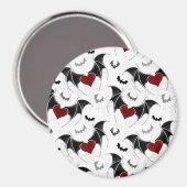 Halloween-Herz mit schwarzen Fledermausflügeln Magnet (Vorderseite/Rückseite)