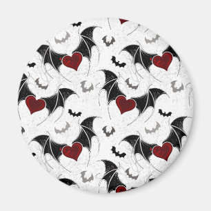 Halloween-Herz mit schwarzen Fledermausflügeln Magnet