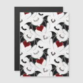 Halloween-Herz mit schwarzen Fledermausflügeln Magneteinladung (Vorne/Hinten)
