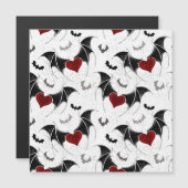 Halloween-Herz mit schwarzen Fledermausflügeln Magneteinladung (Vorne/Hinten)