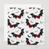 Halloween-Herz mit schwarzen Fledermausflügeln Menükarte (Vorne/Hinten)