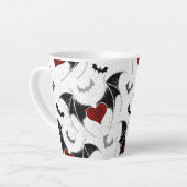 Halloween-Herz mit schwarzen Fledermausflügeln Milchtasse (Linke Ecke)