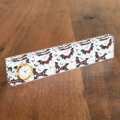 Halloween-Herz mit schwarzen Fledermausflügeln Namensplakette (Seite)