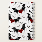 Halloween-Herz mit schwarzen Fledermausflügeln Notizblock (Rückseite)