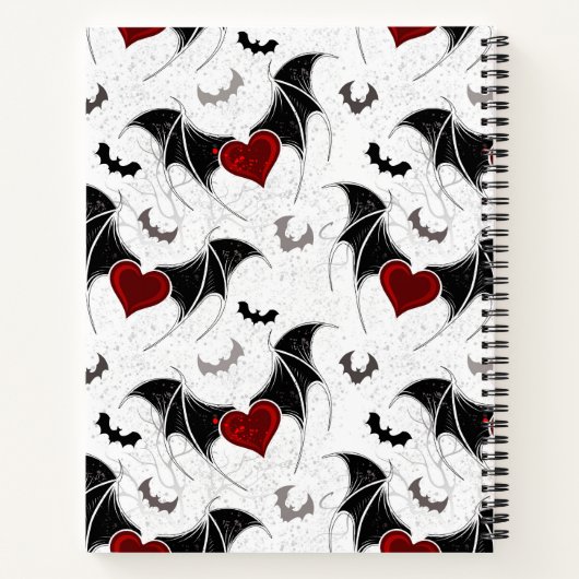 Halloween-Herz mit schwarzen Fledermausflügeln Notizblock (Rückseite)