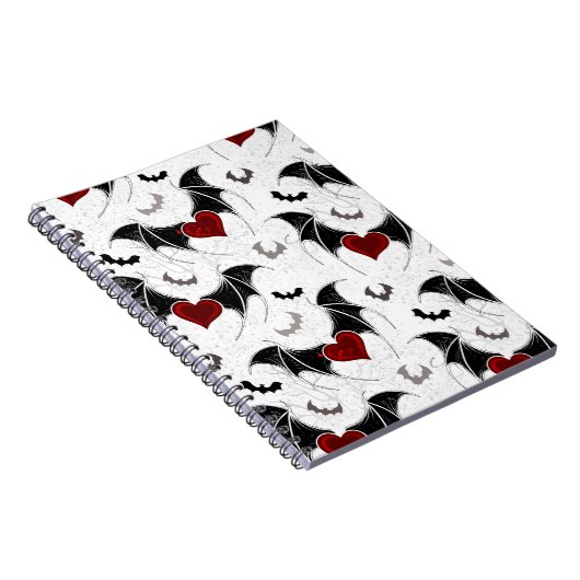 Halloween-Herz mit schwarzen Fledermausflügeln Notizblock (Rechte Seite)