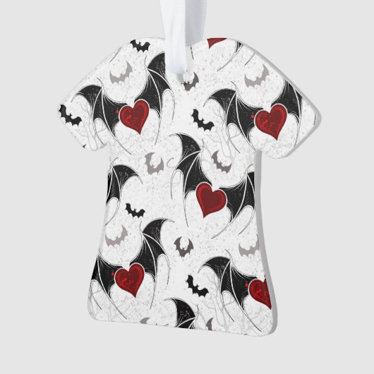 Halloween-Herz mit schwarzen Fledermausflügeln Ornament (Vorderseite)