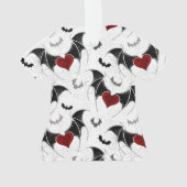 Halloween-Herz mit schwarzen Fledermausflügeln Ornament (Rückseite)