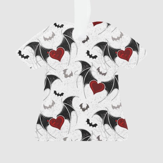 Halloween-Herz mit schwarzen Fledermausflügeln Ornament (Vorderseite)
