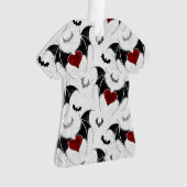 Halloween-Herz mit schwarzen Fledermausflügeln Ornament (Vorderseite)