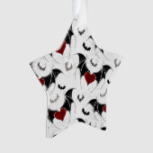 Halloween-Herz mit schwarzen Fledermausflügeln Ornament (Vorderseite)