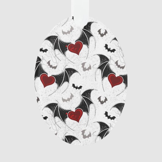 Halloween-Herz mit schwarzen Fledermausflügeln Ornament (Vorderseite)