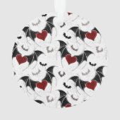 Halloween-Herz mit schwarzen Fledermausflügeln Ornament (Rückseite)