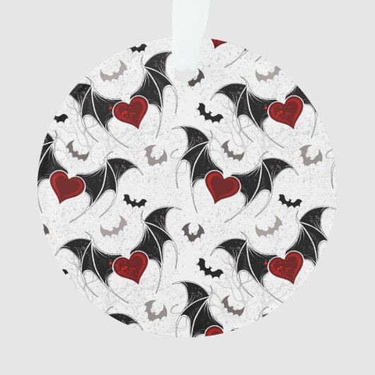 Halloween-Herz mit schwarzen Fledermausflügeln Ornament (Vorderseite)