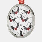 Halloween-Herz mit schwarzen Fledermausflügeln Ornament Aus Metall (Links)