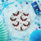 Halloween-Herz mit schwarzen Fledermausflügeln Pappteller (Party)