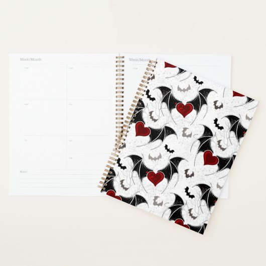 Halloween-Herz mit schwarzen Fledermausflügeln Planer (Anzeige)